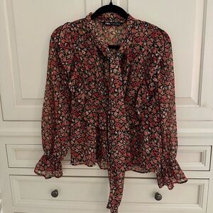 Zara Women's Floral Blouse - Black and Pink